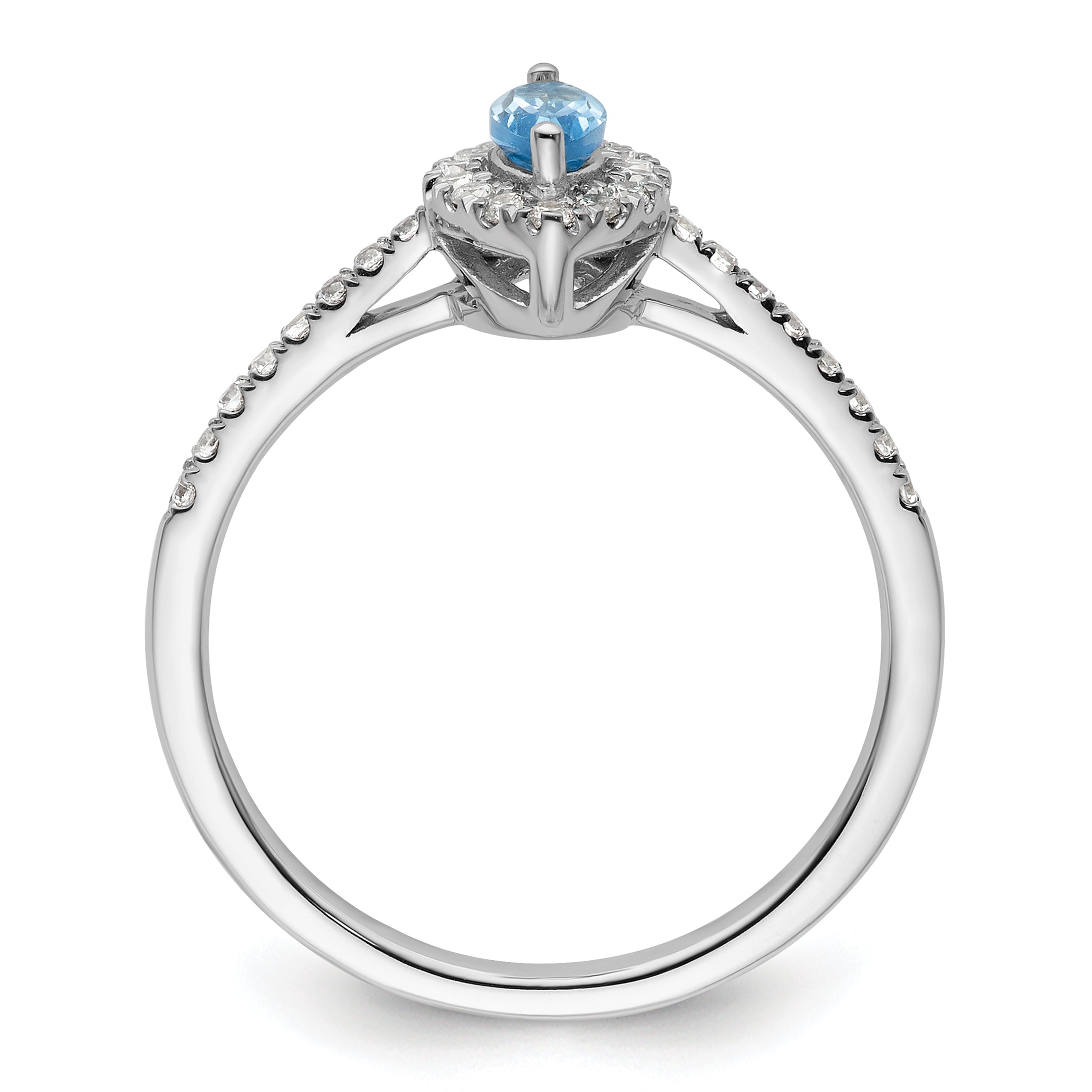 14K White Gold Lab Grown Diamond and Blue Topaz Ring