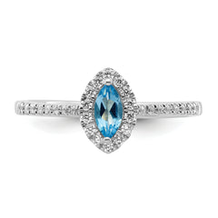 14K White Gold Lab Grown Diamond and Blue Topaz Ring