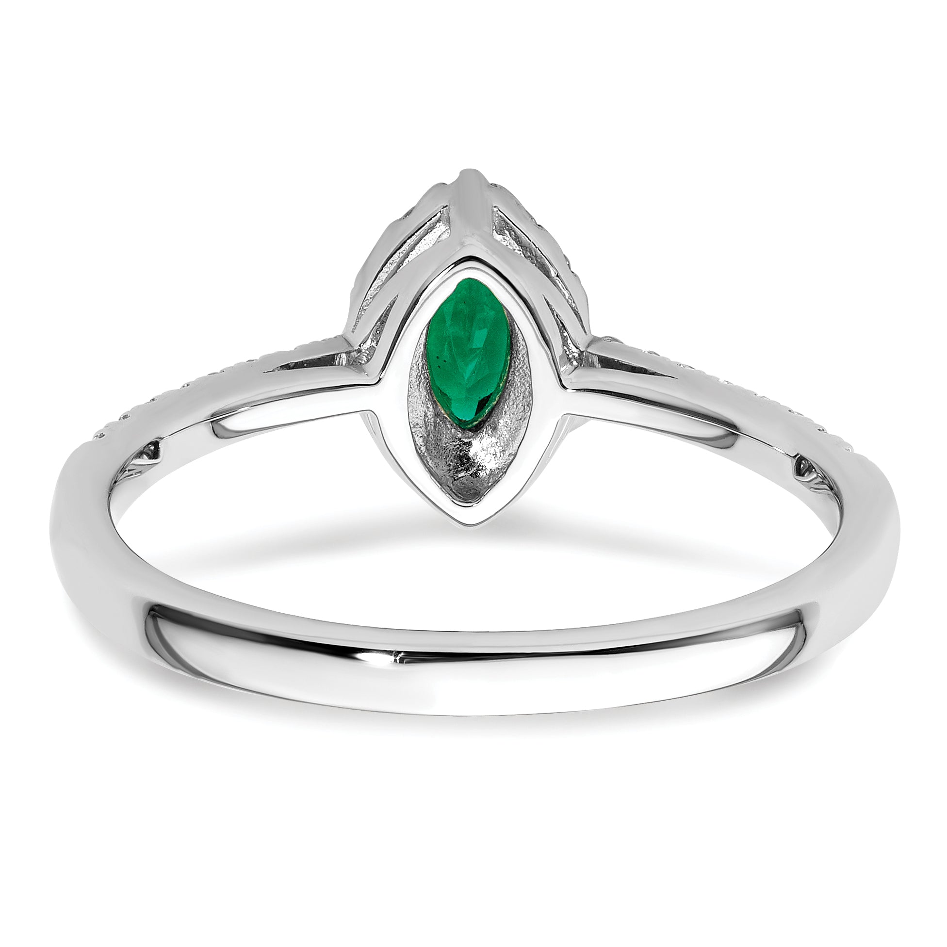 14K White Gold Lab Grown Diamond and Created Emerald Ring