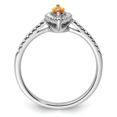 14K White Gold Lab Grown Diamond and Citrine Ring