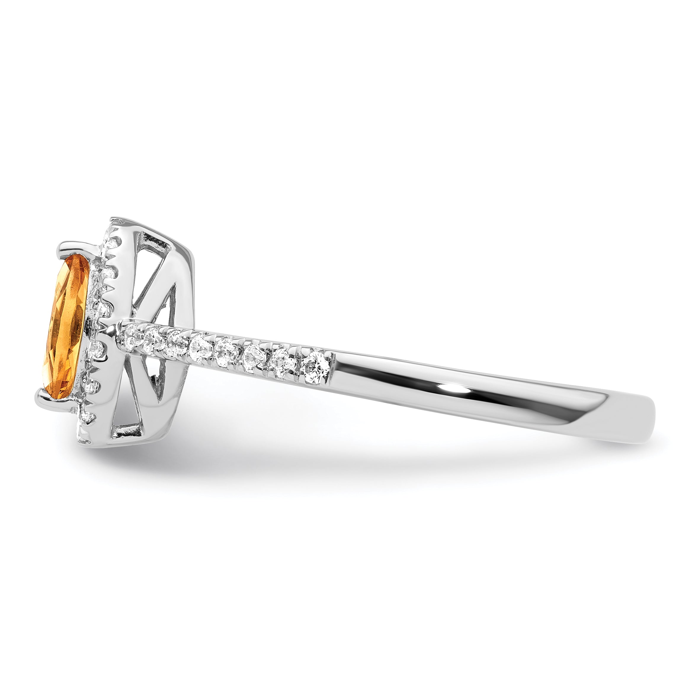 14K White Gold Lab Grown Diamond and Citrine Ring