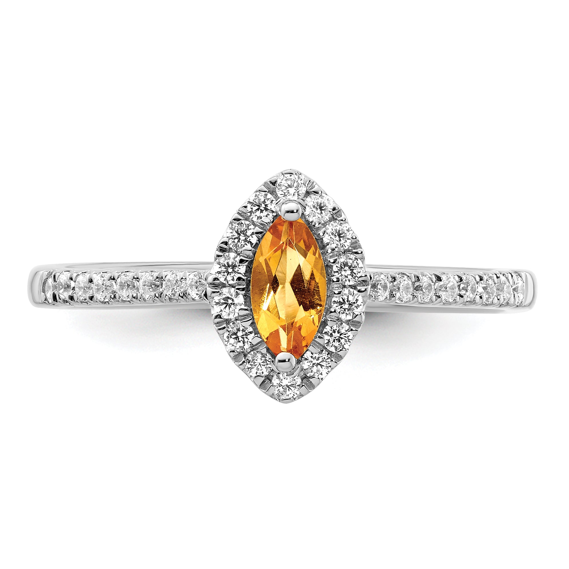 14K White Gold Lab Grown Diamond and Citrine Ring