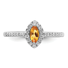 14K White Gold Lab Grown Diamond and Citrine Ring