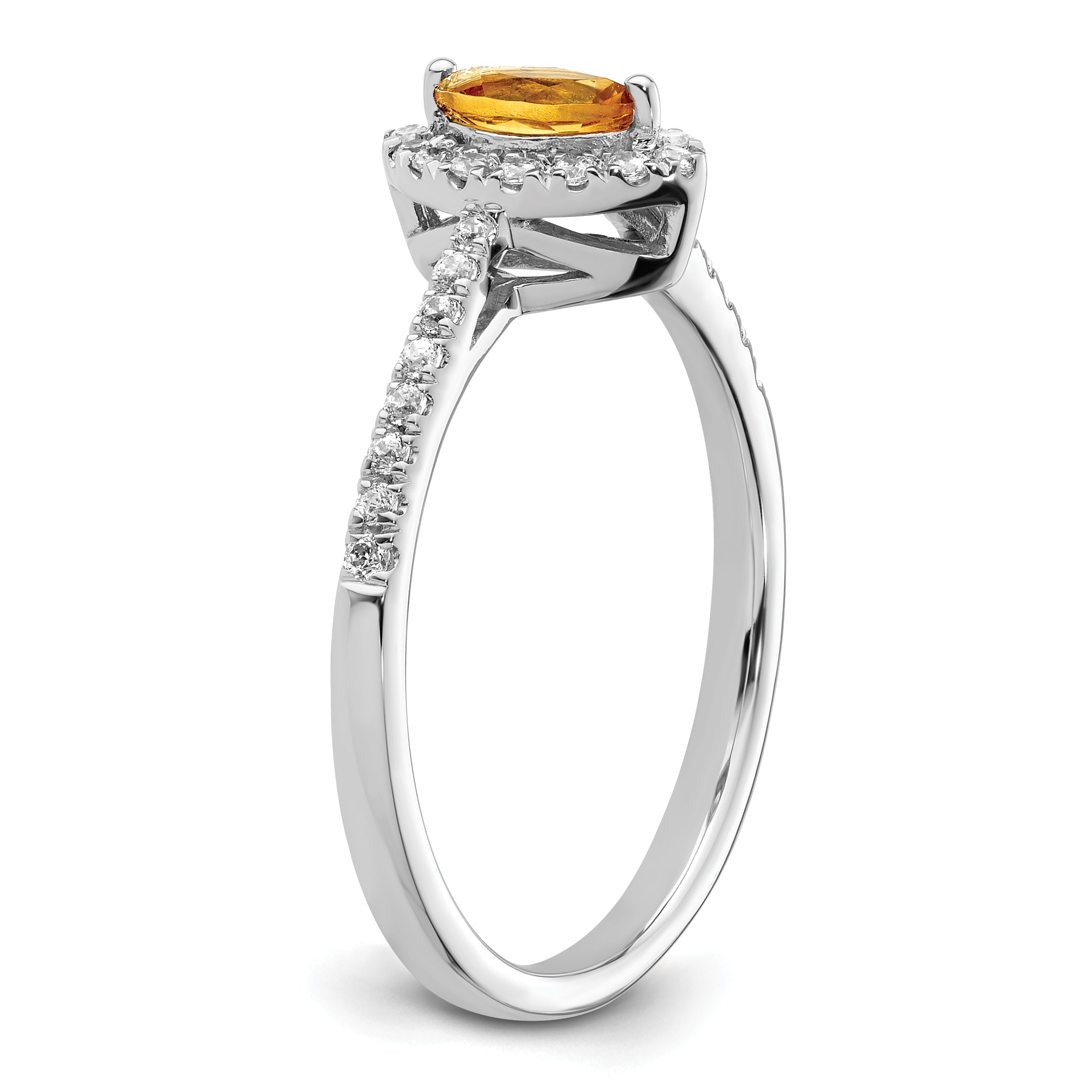 14K White Gold Lab Grown Diamond and Citrine Ring