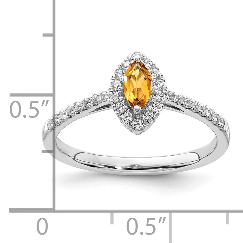 14K White Gold Lab Grown Diamond and Citrine Ring