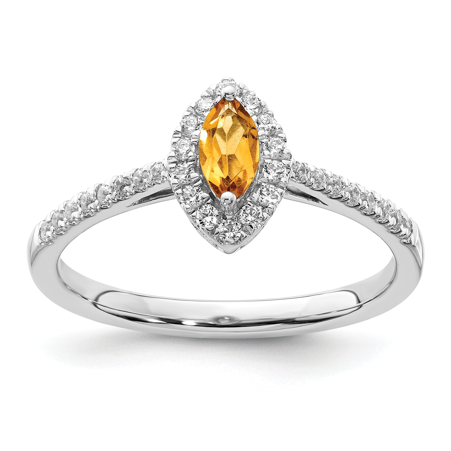 14K White Gold Lab Grown Diamond and Citrine Ring