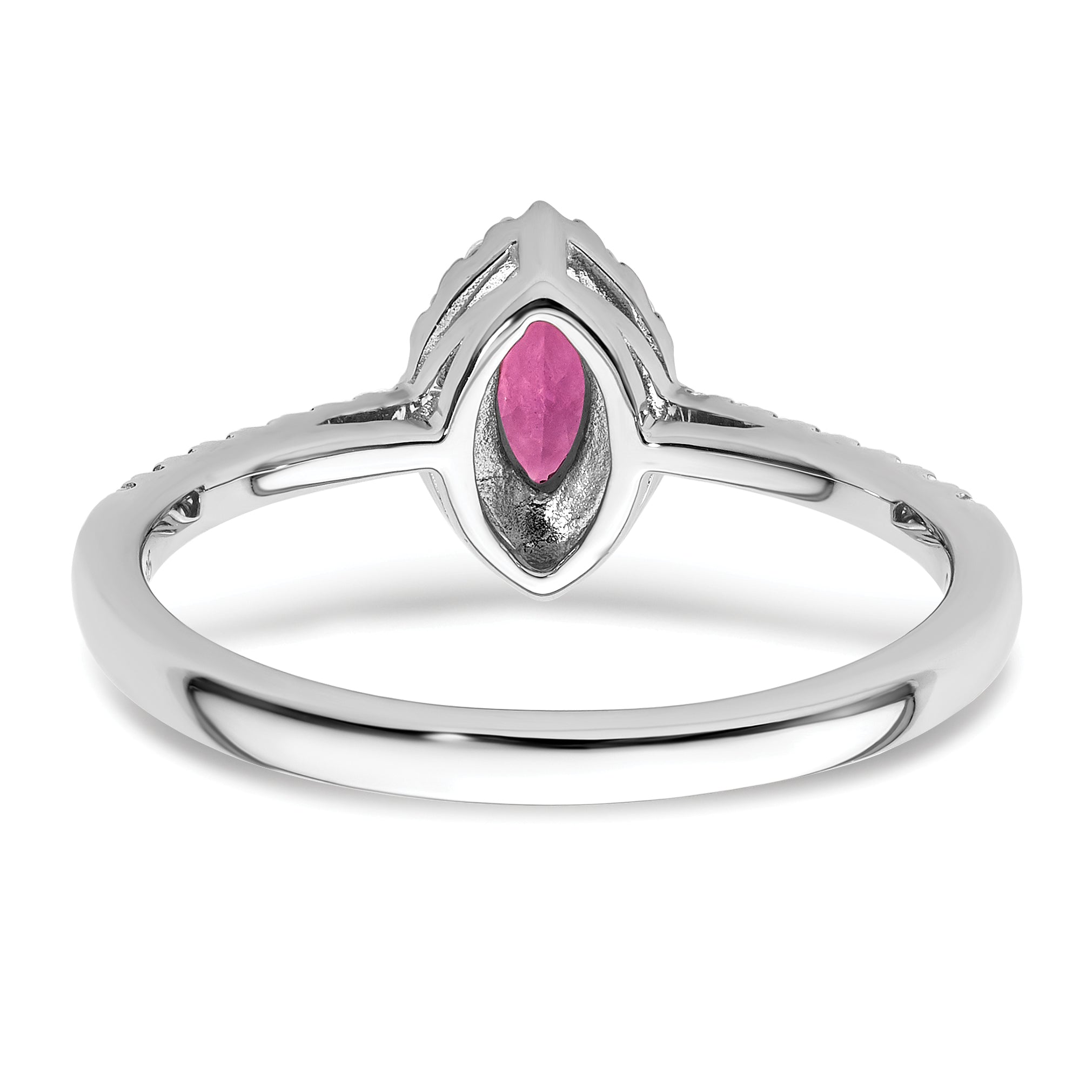 14K White Gold Lab Grown Diamond and Created Pink Sapphire Ring