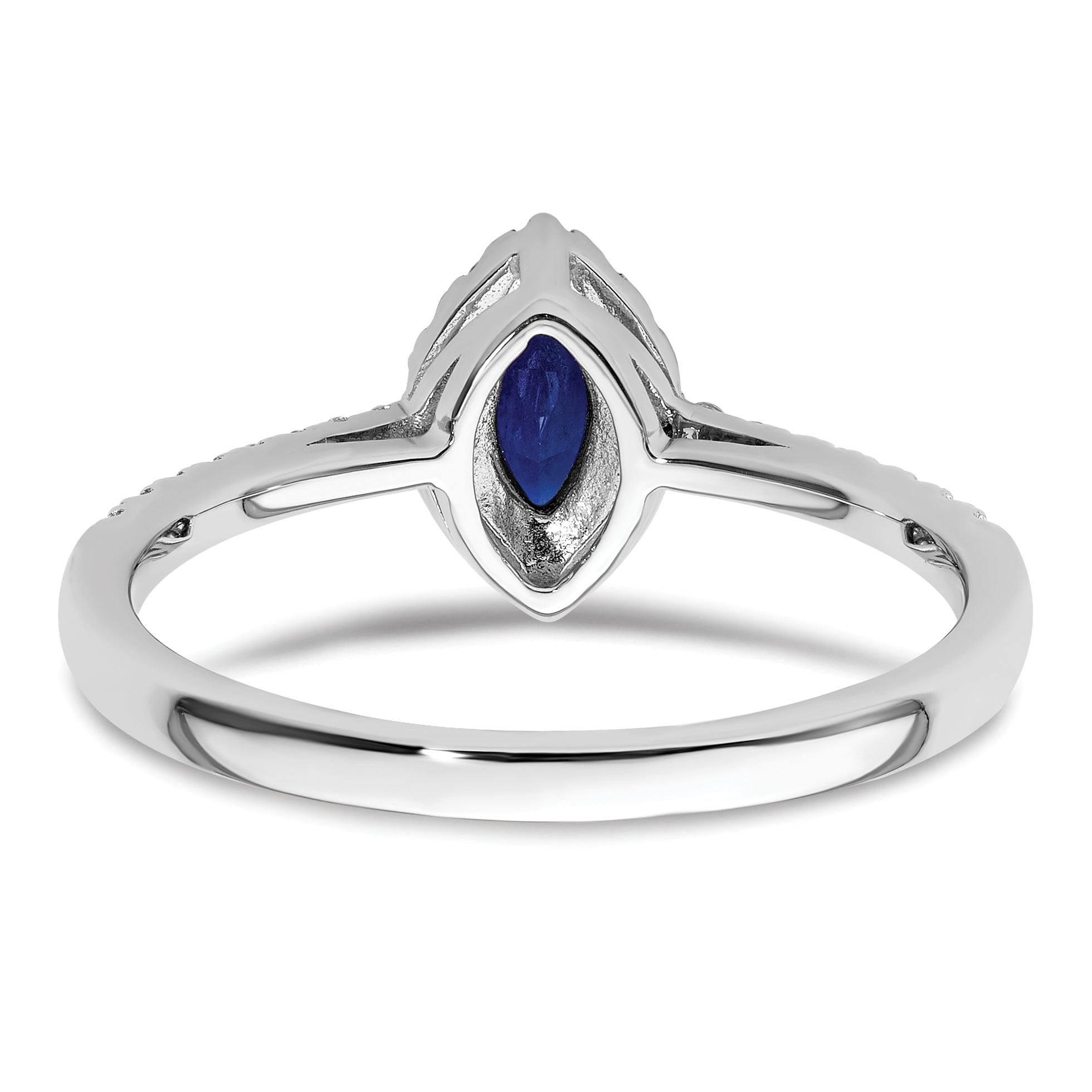 14K White Gold Lab Grown Diamond and Created Blue Sapphire Ring