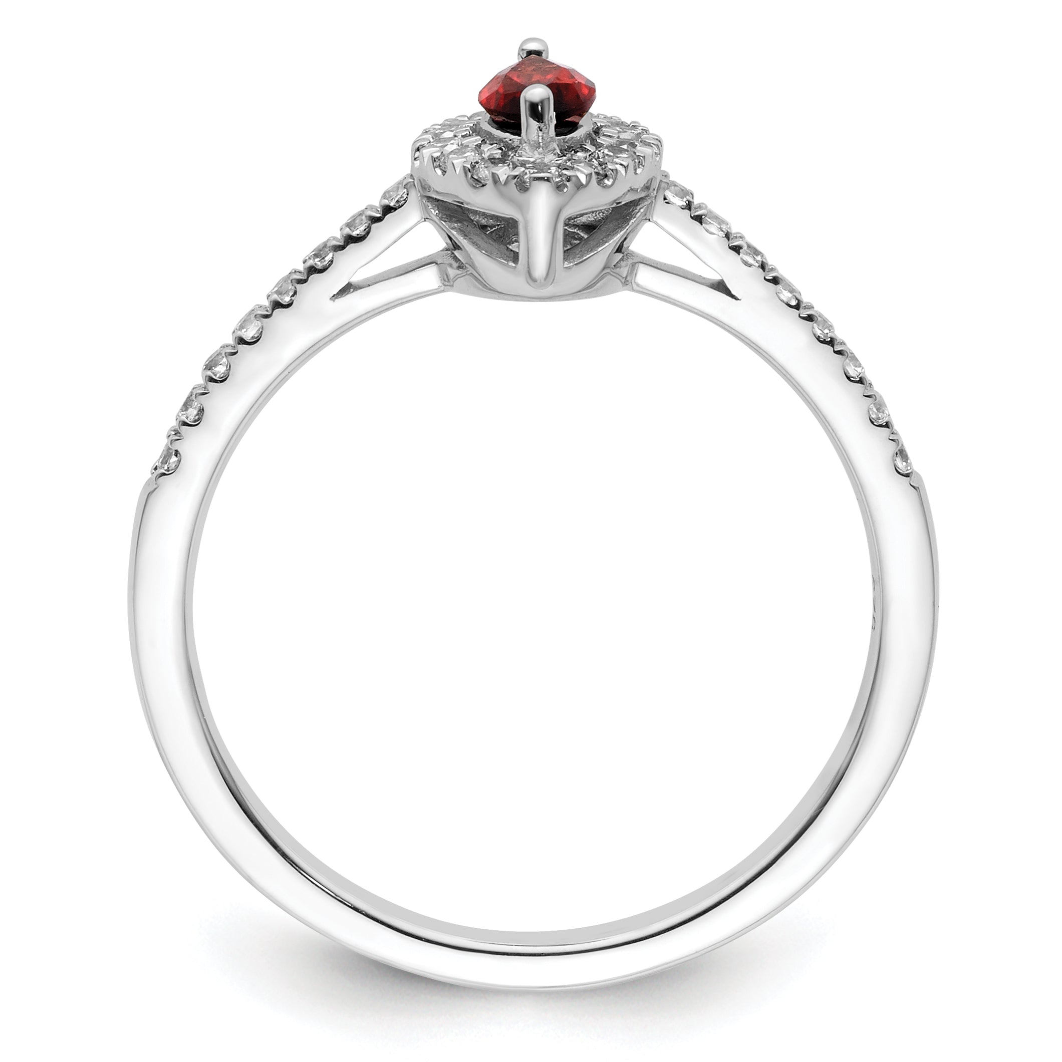 14K White Gold Lab Grown Diamond and Garnet Ring