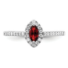 14K White Gold Lab Grown Diamond and Garnet Ring