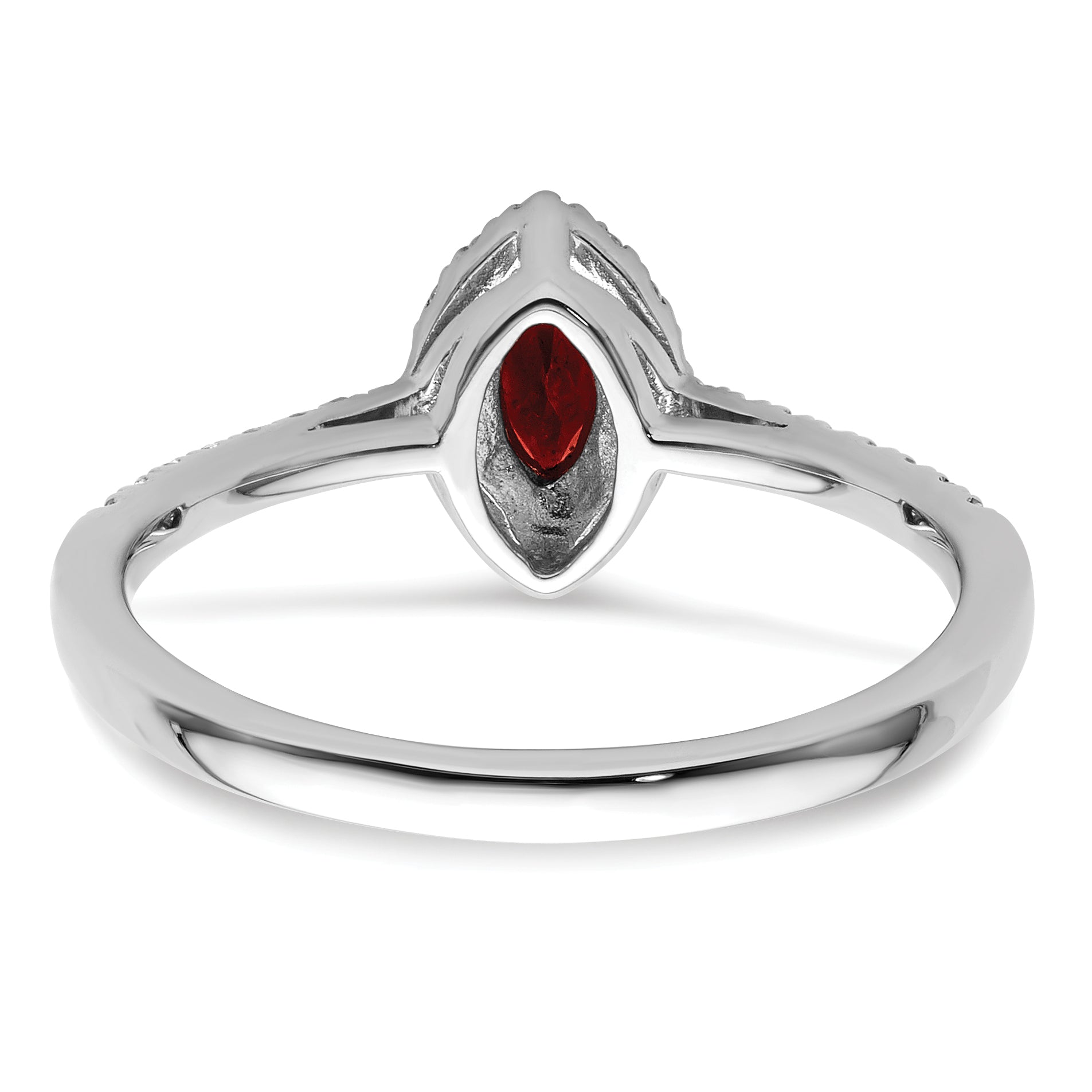 14K White Gold Lab Grown Diamond and Garnet Ring