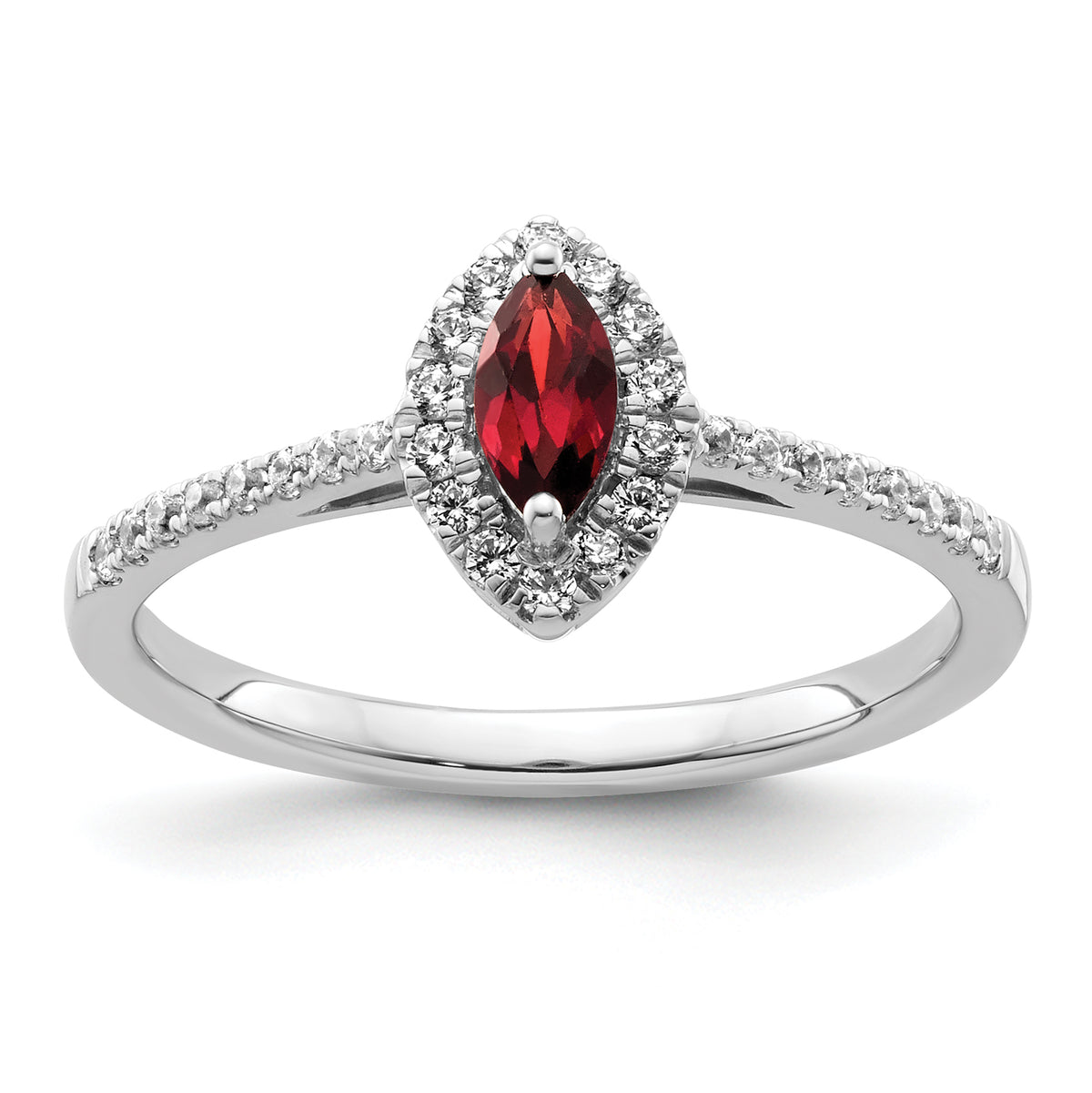 14K White Gold Lab Grown Diamond and Garnet Ring