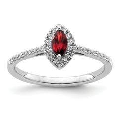 14K White Gold Lab Grown Diamond and Garnet Ring