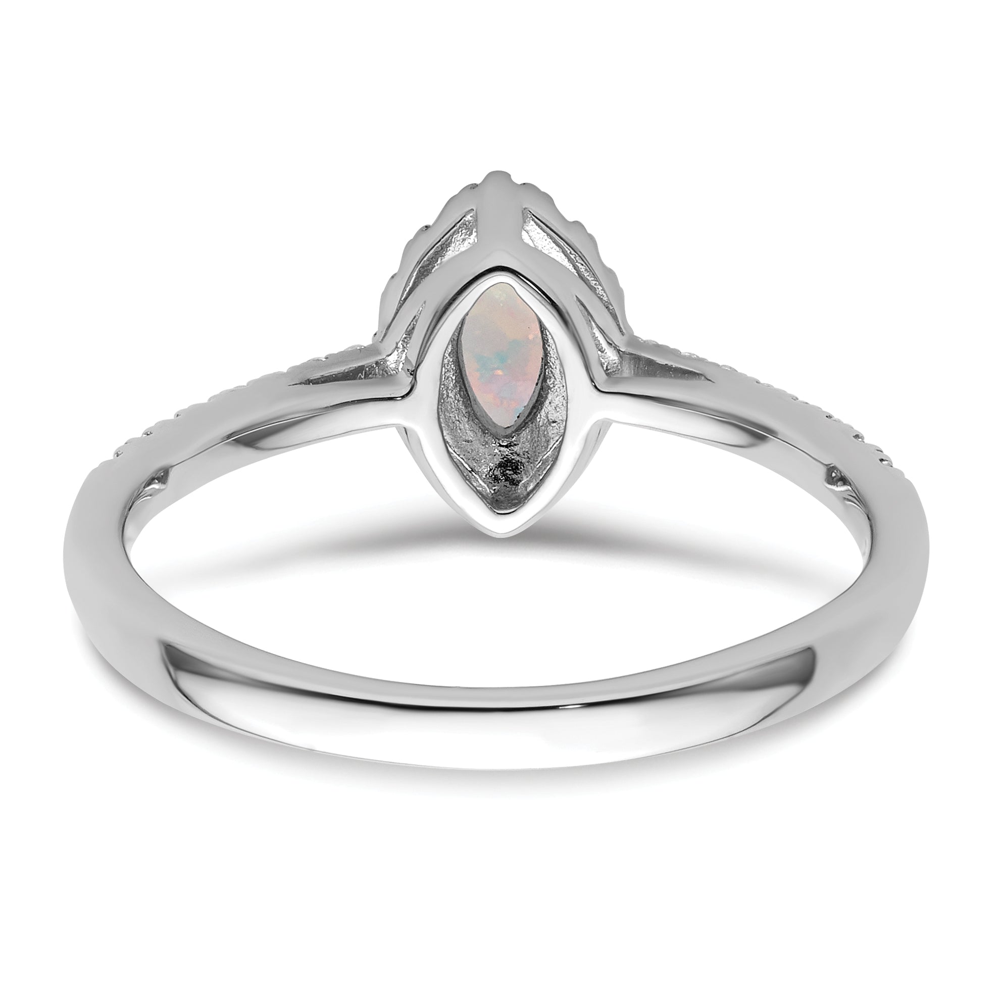 14K White Gold Lab Grown Diamond and Created Opal Ring