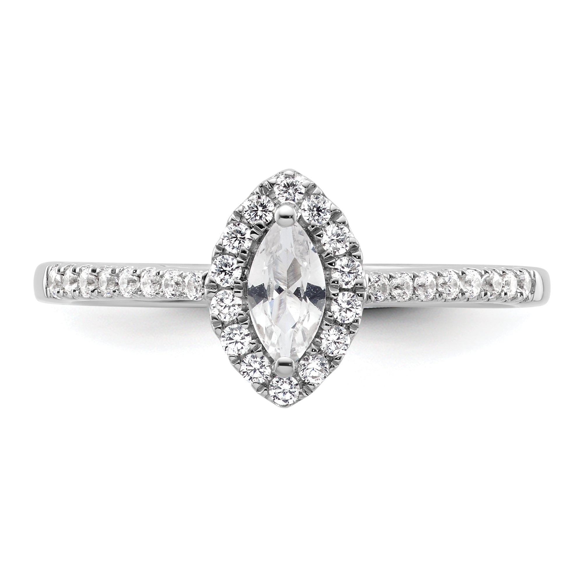 14K White Gold Lab Grown Diamond and White Sapphire Ring