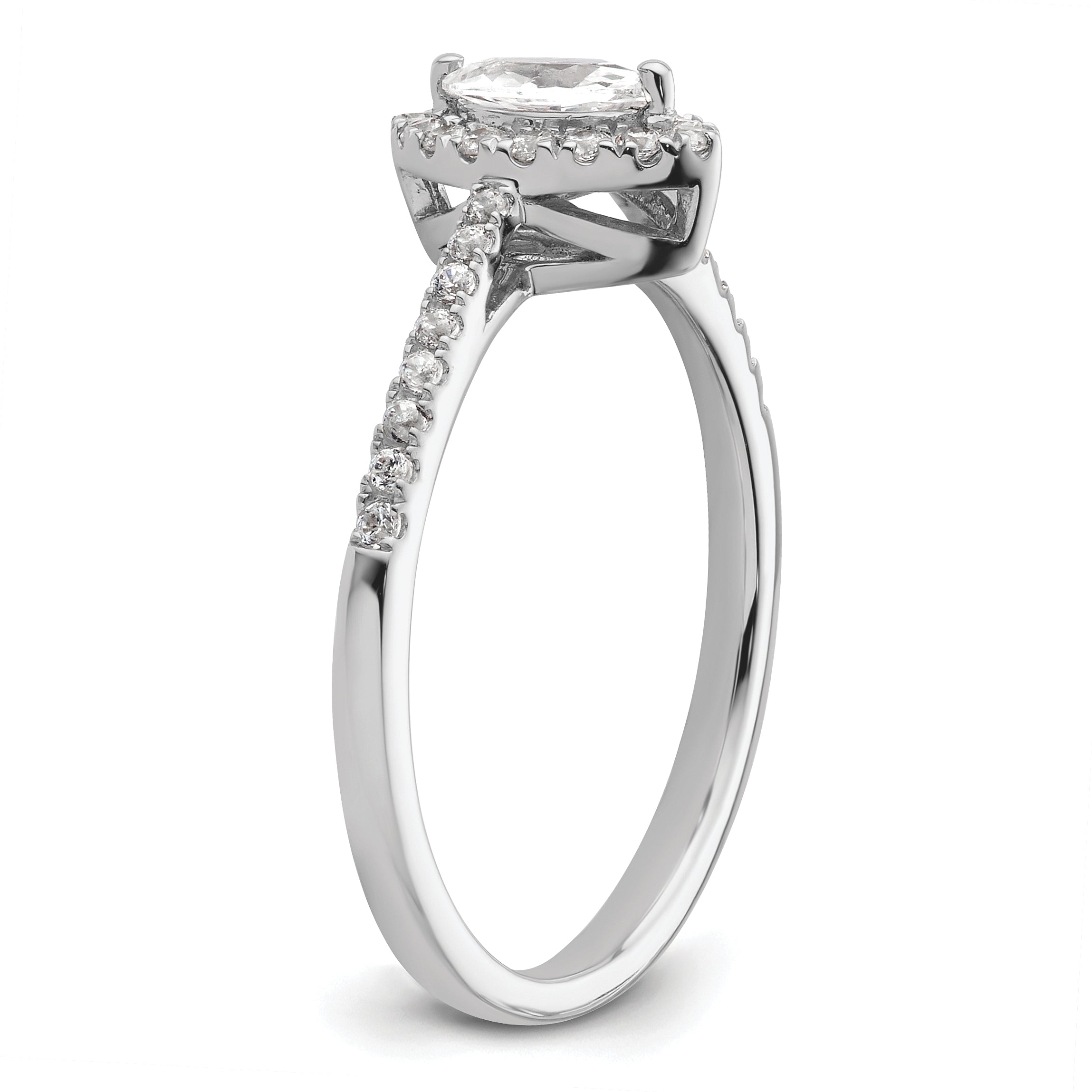 14K White Gold Lab Grown Diamond and White Sapphire Ring