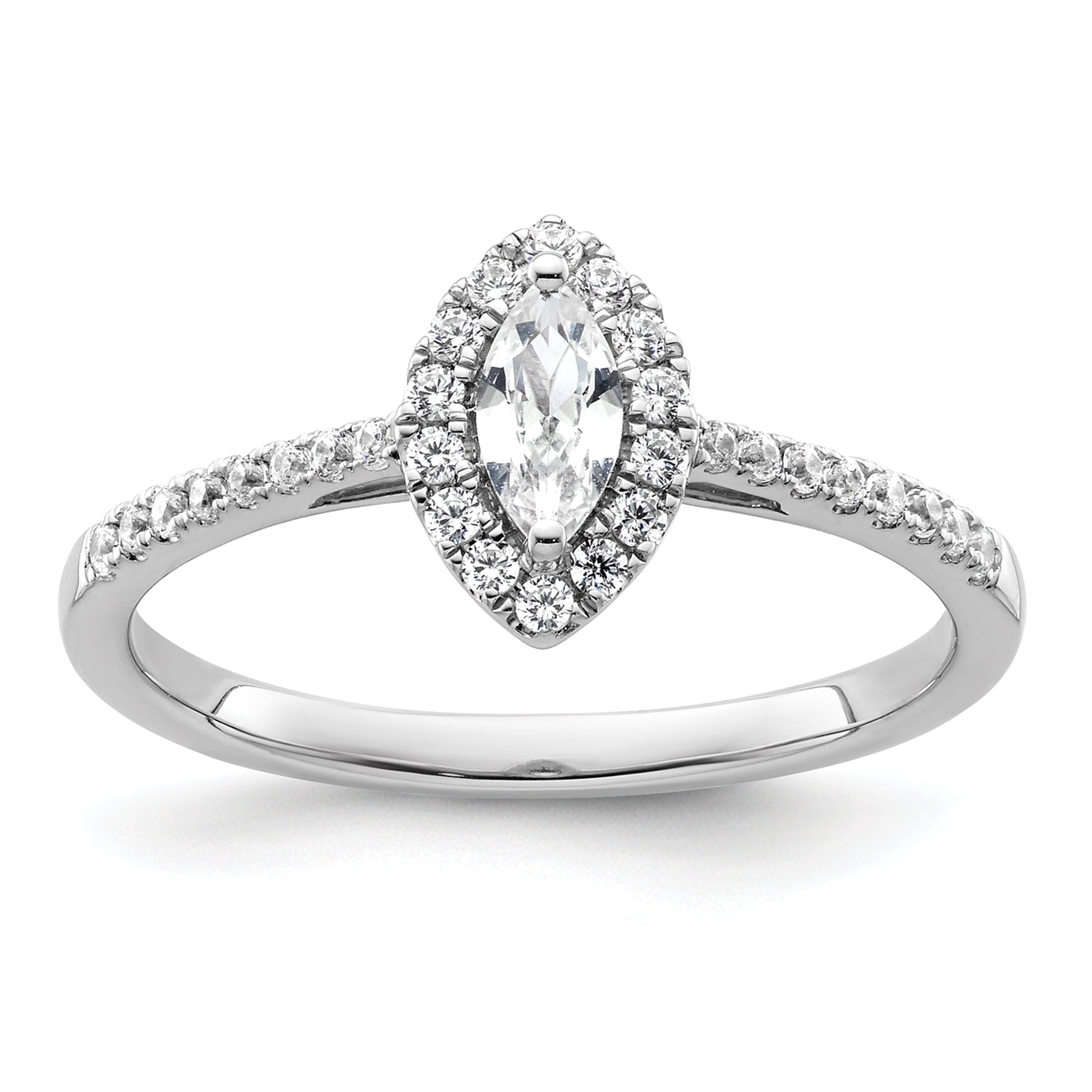 14K White Gold Lab Grown Diamond and White Sapphire Ring