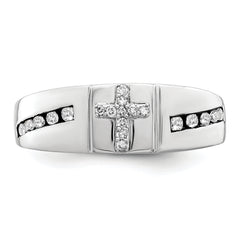 14K White Gold Lab Grown DiamondCross Men's Ring