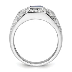 10k WG Created Sapphire & VS/SI GH, Lab Grown Diamond Mens Ring