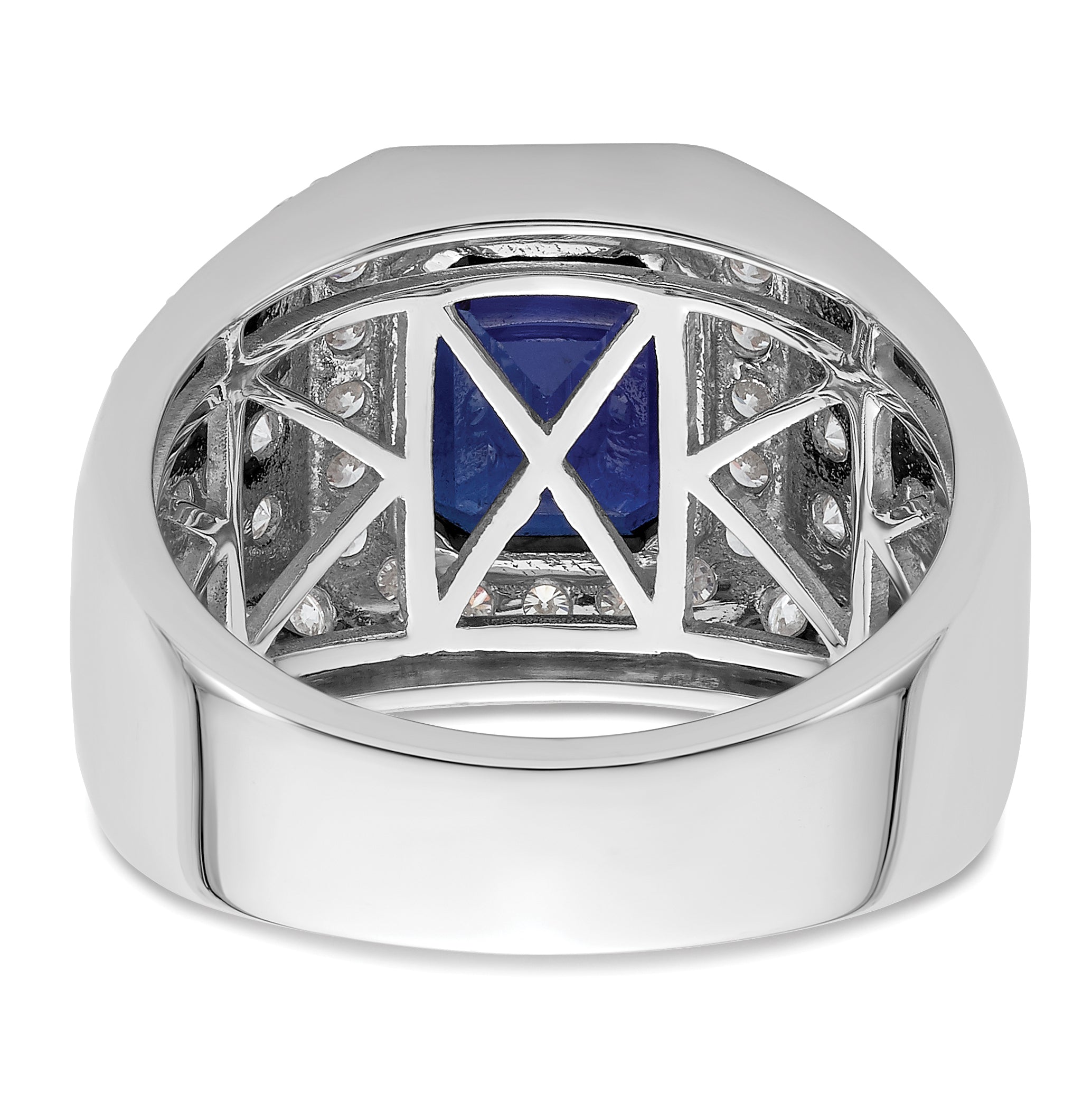 10k WG Created Sapphire & VS/SI GH, Lab Grown Diamond Mens Ring