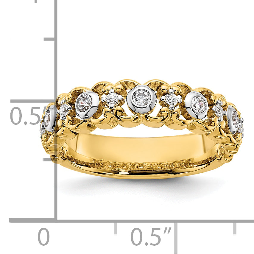 14K & White Rhodium Lab Grown Diamond VS/SI GH, Fancy Band