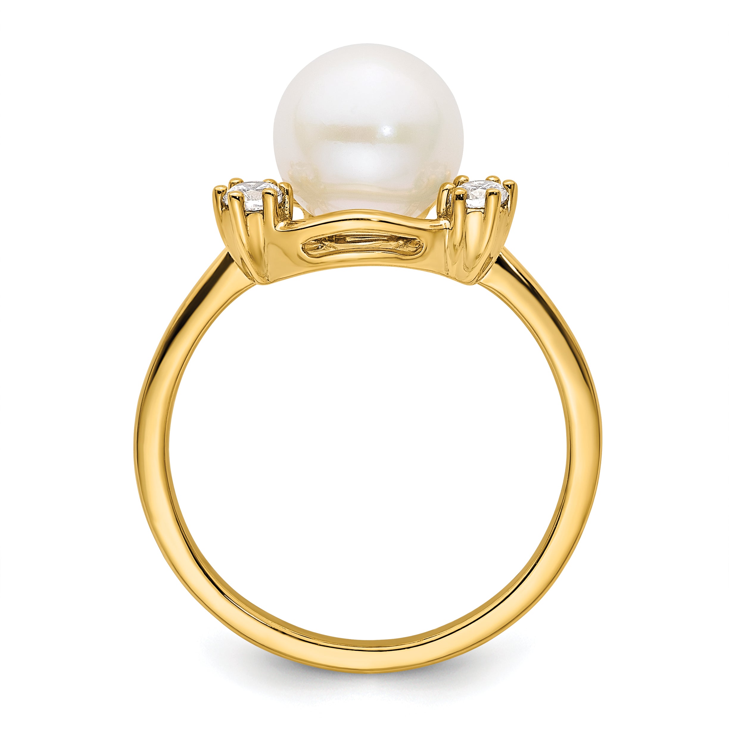 14K Lab Grown Diamond & FWC Pearl Ring