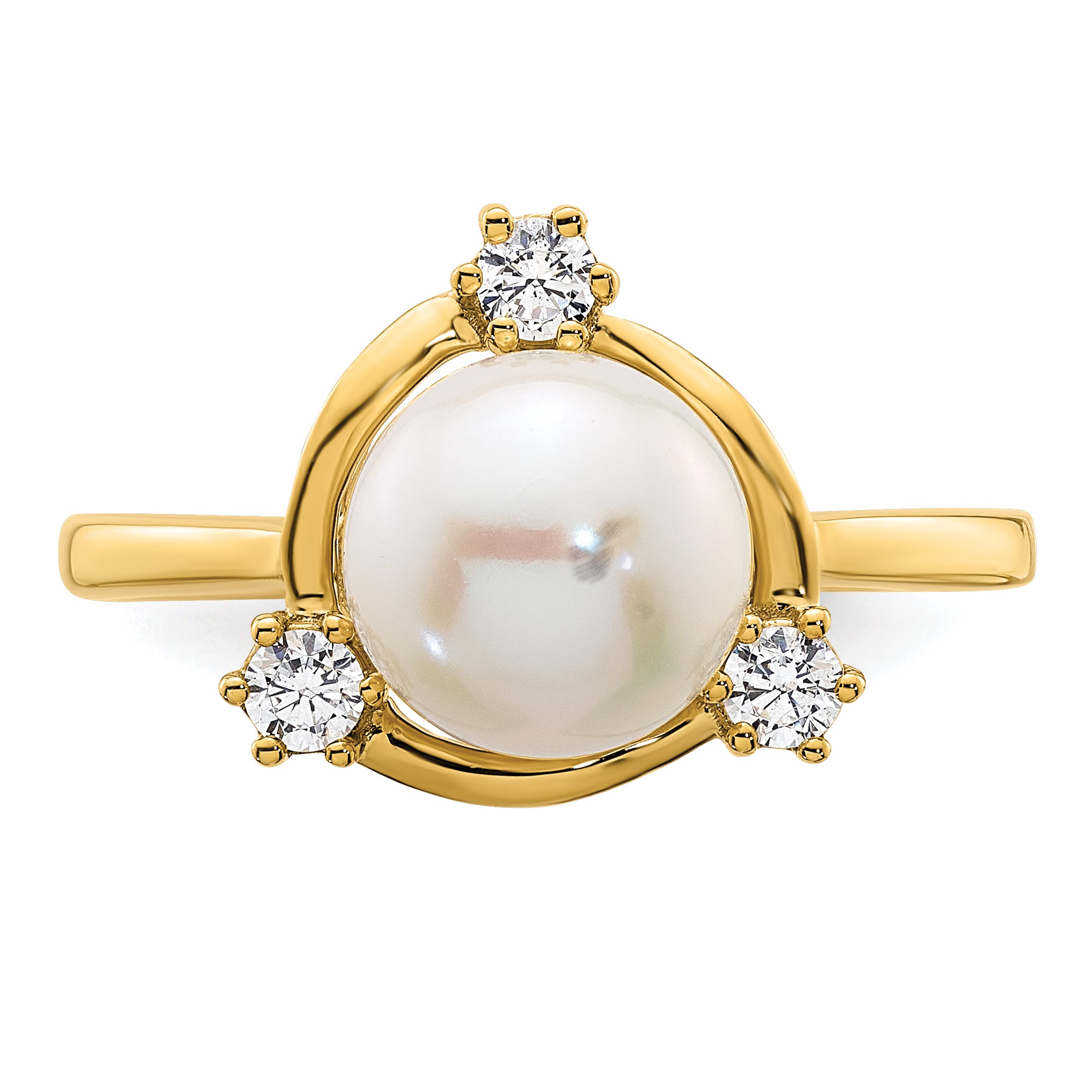 14K Lab Grown Diamond & FWC Pearl Ring