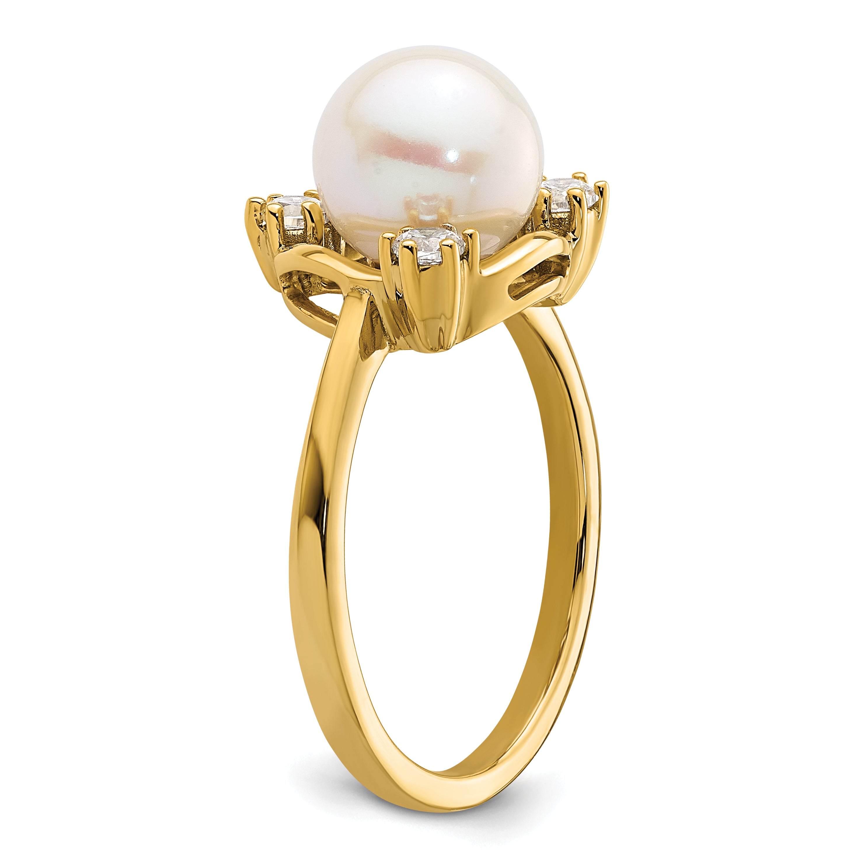 14K Lab Grown Diamond & FWC Pearl Ring