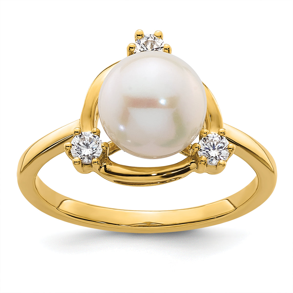 14K Lab Grown Diamond & FWC Pearl Ring