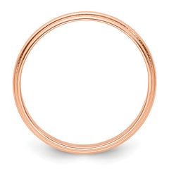 14k Rose Gold 3mm Lightweight Milgrain Half Round Wedding Band Size 4