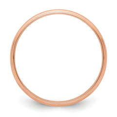 14k Rose Gold 4mm Lightweight Milgrain Half Round Wedding Band Size 4