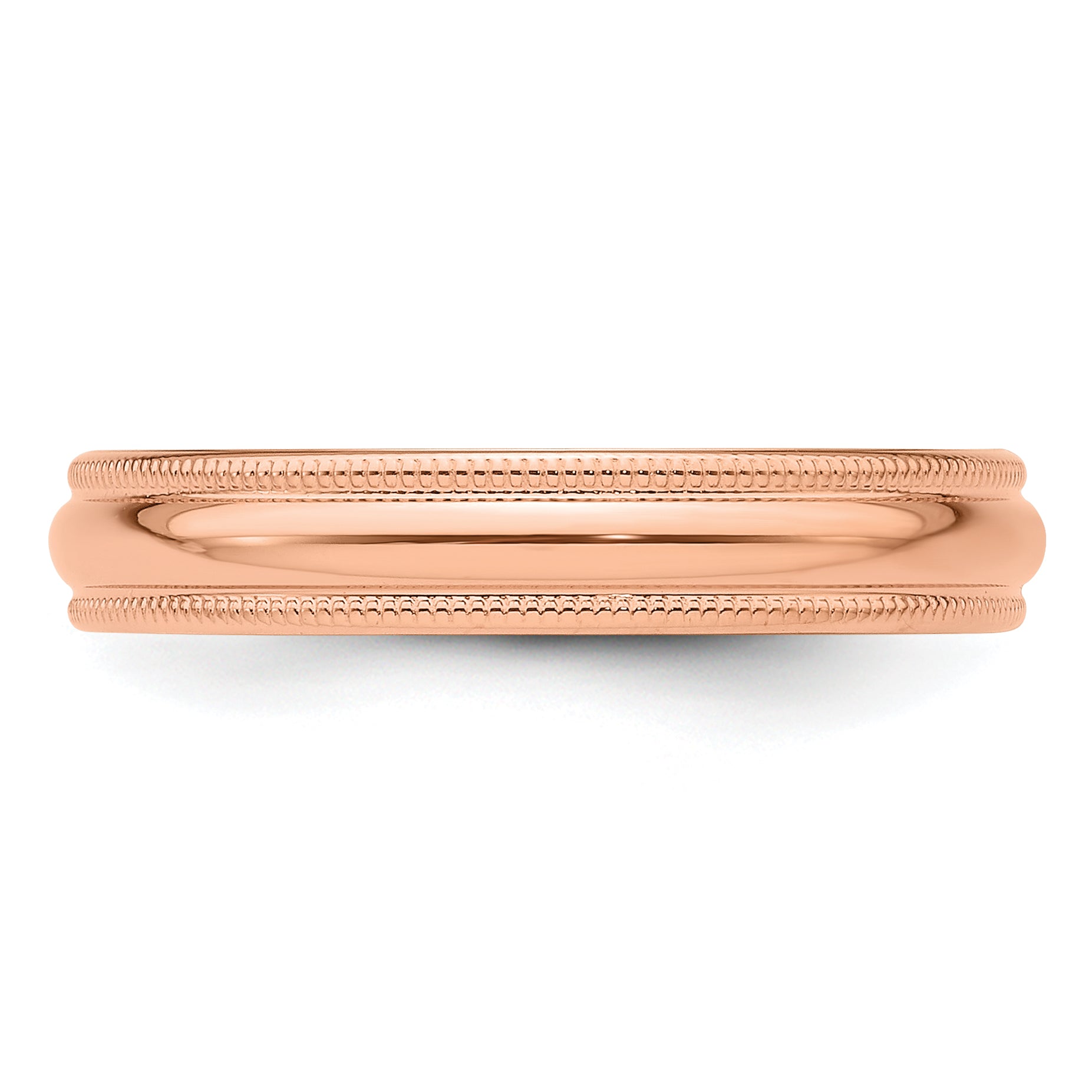 14k Rose Gold 4mm Lightweight Milgrain Half Round Wedding Band Size 4