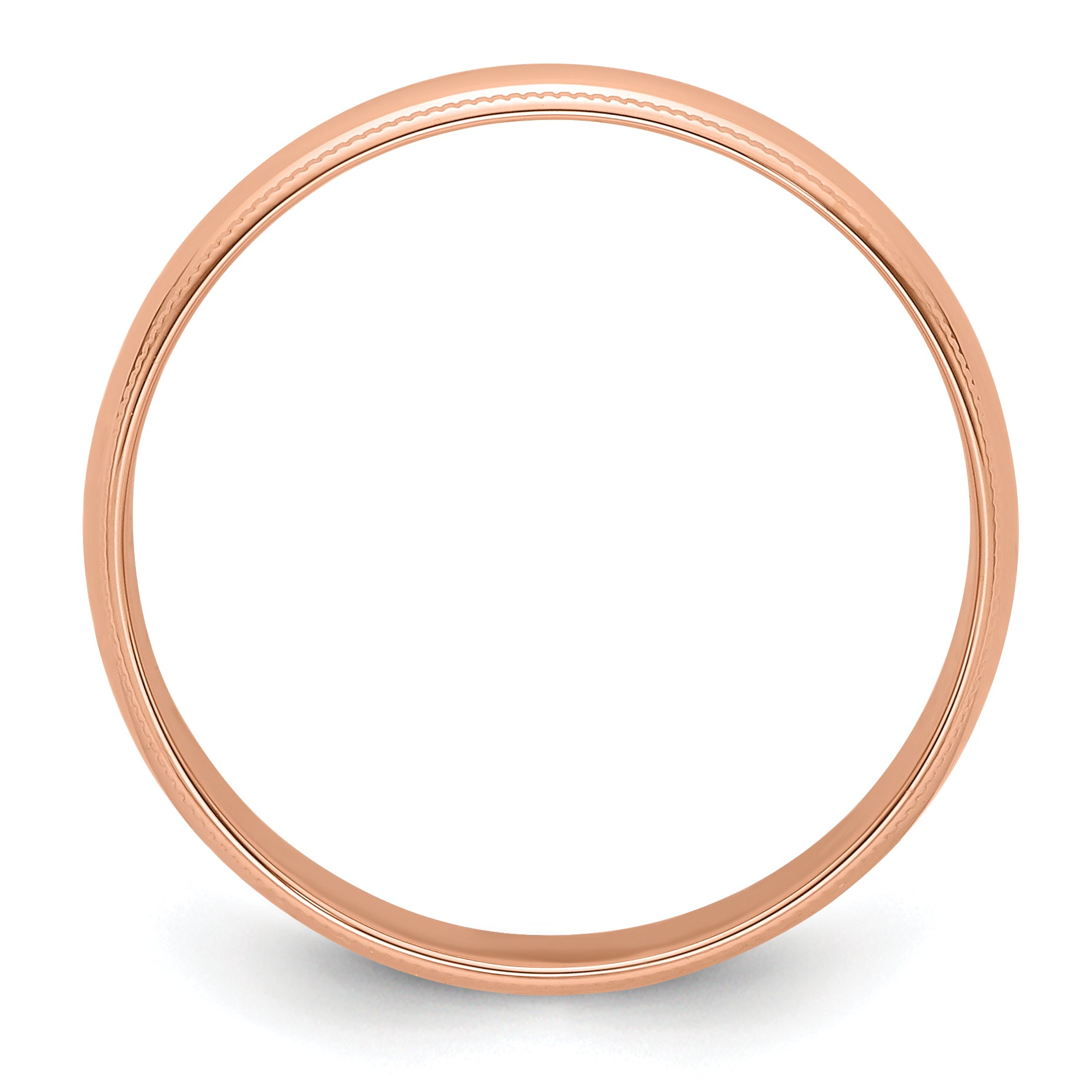 14k Rose Gold 5mm Lightweight Milgrain Half Round Wedding Band Size 4