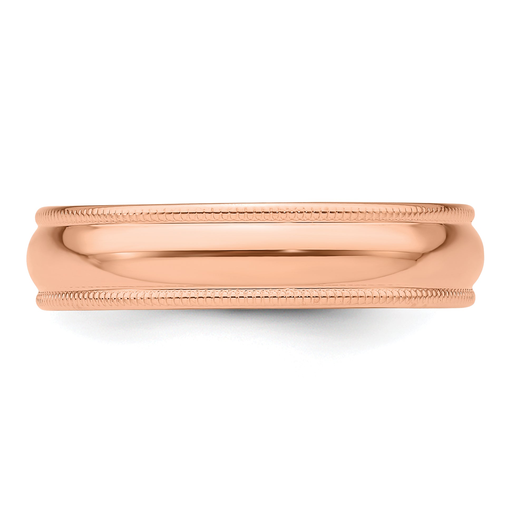 14k Rose Gold 5mm Lightweight Milgrain Half Round Wedding Band Size 4