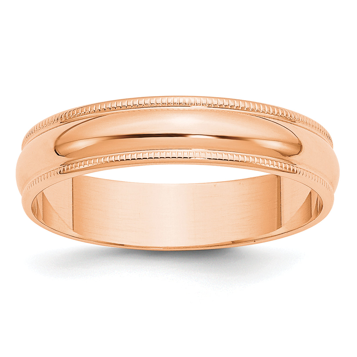 14k Rose Gold 5mm Lightweight Milgrain Half Round Wedding Band Size 14