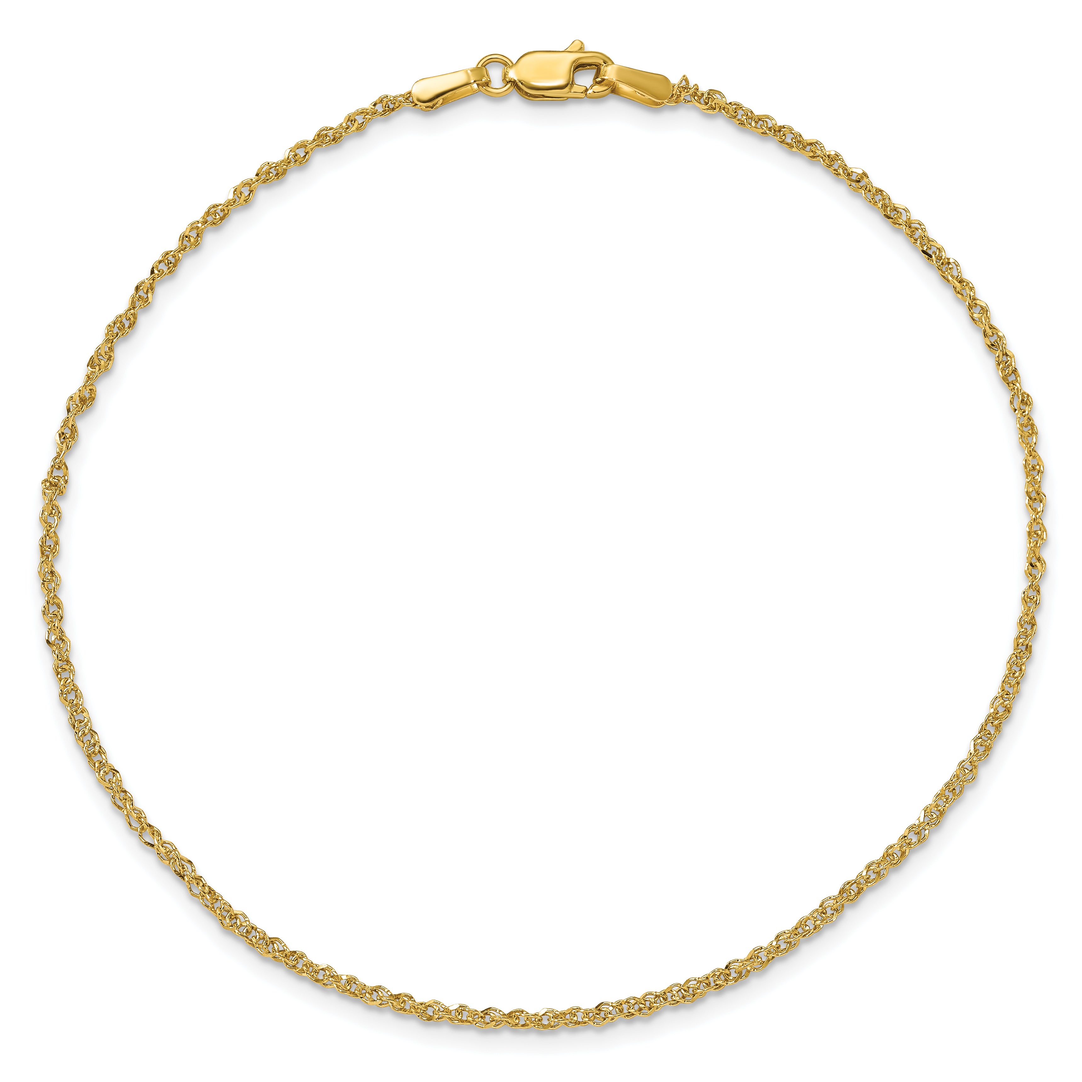 14K 9 inch 1.7mm Ropa with Lobster Clasp Anklet