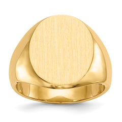 14k 17.5x14.5mm Closed Back Men's Signet Ring