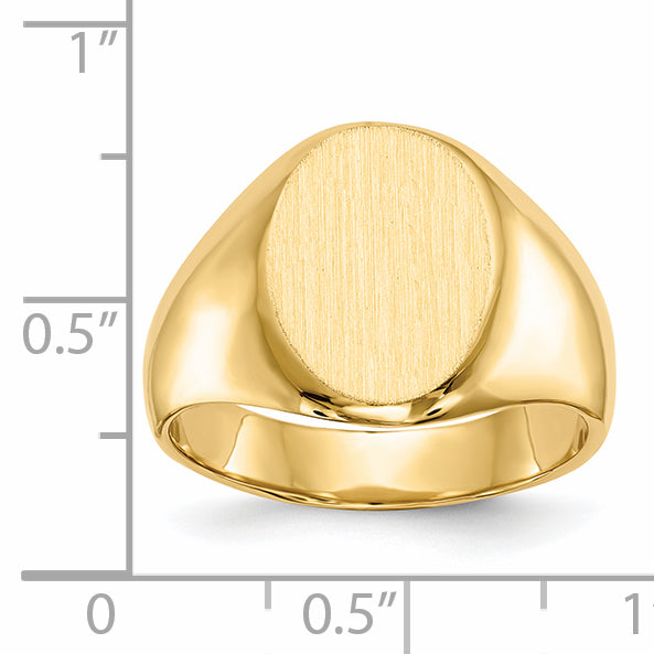 14k 15.0x11.0mm Closed Back Men's Signet Ring