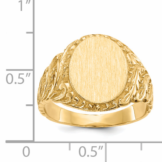 10ky 13.0x10.5mm Closed Back Men's Signet Ring