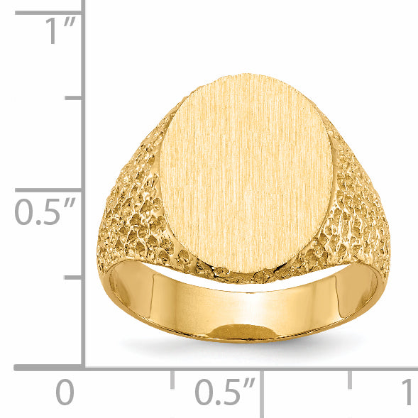 14k 17.0x13.0mm Closed Back Men's Signet Ring