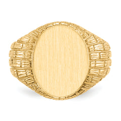 14k 15.0x12.0mm Closed Back Men's Signet Ring