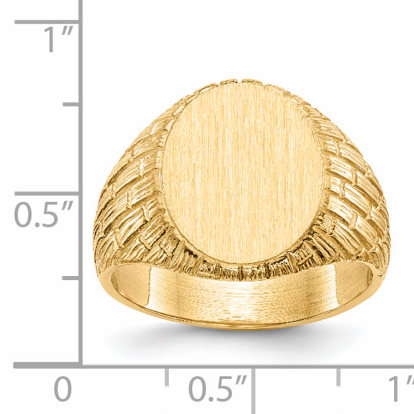 14k 15.0x12.0mm Closed Back Men's Signet Ring