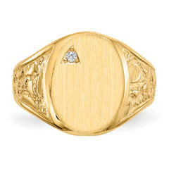 14k 15.0x11.0mm Open Back AA Diamond Men's Signet Ring