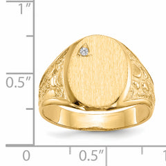 14k 15.0x11.0mm Open Back AA Diamond Men's Signet Ring