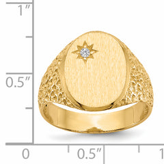 14k 16.0x12.0mm Open Back AA Diamond Men's Signet Ring