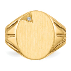 14k 16.0x14.0mm Open Back AA Diamond Men's Signet Ring