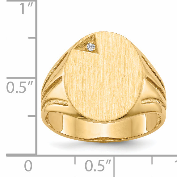 14k 16.0x14.0mm Open Back AA Diamond Men's Signet Ring