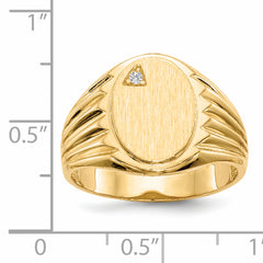 14k 13.5x10.0mm Open Back AA Diamond Men's Signet Ring