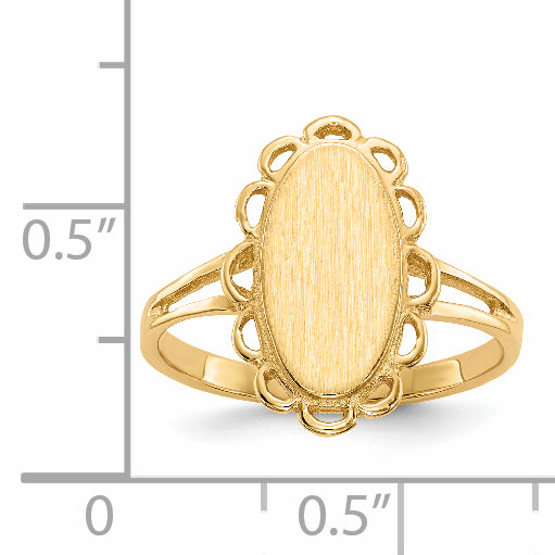 14k 13.0x7.0mm Open Back Signet Ring