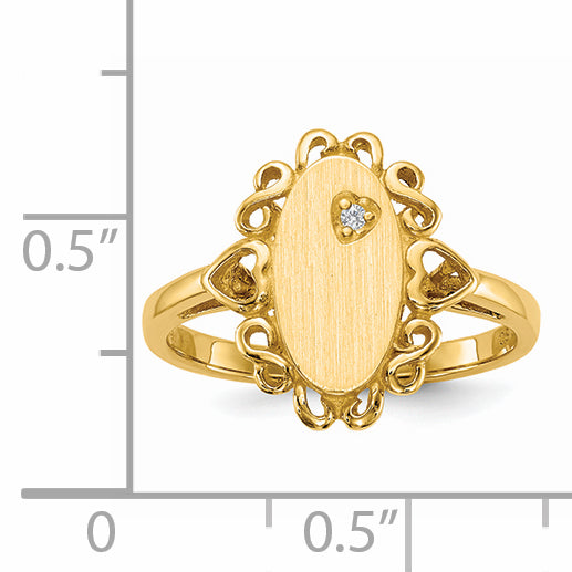 14k 11.5x6.0mm Open Back AA Diamond Signet Ring